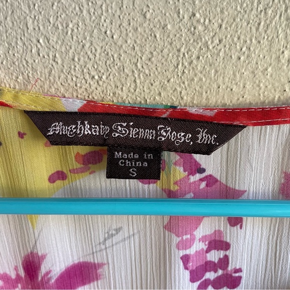 Sienna Rose Floral Bohemian Top/ Swim Cover-up. Green, Purple, Red. Size Small - Picture 9 of 10